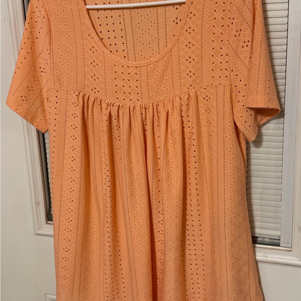 Elegant Eyelet Peach Blouse